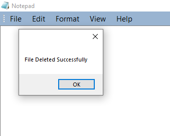 output delete file confirmation